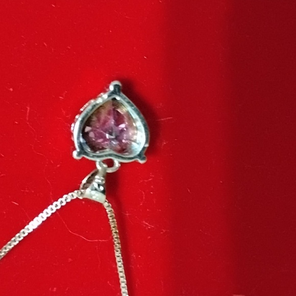Mystic Topaz Heart-Shaped Sterling Silver Pendant with Chain. NEW - Picture 5 of 12